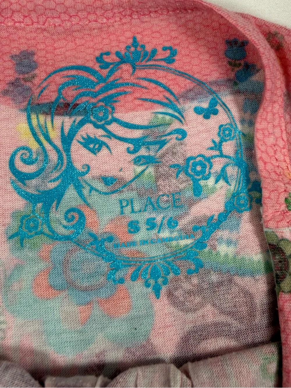 VINTAGE PLACE Girls Peace Love Long Sleeve Tee S 5-6 Boho Hippie Butterfly Y2K